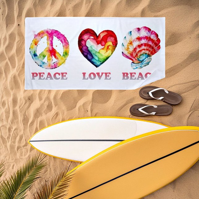 Toalha De Praia Peace Love Beach (Criador carregado)