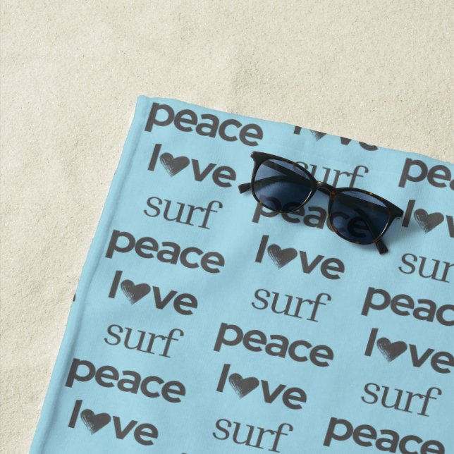 Toalha De Praia Peace Love Surf - Coastal Blue Ocean Life Pool (In Situ)