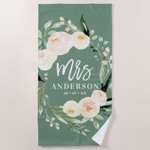 Toalha De Praia Peach creme verde d'água cor floral