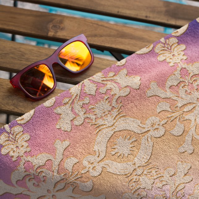 Toalha De Praia Peach Sunset Royal Damask (Criador carregado)