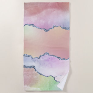 Toalha De Praia Peachy Agate Bonito Mole Pastel Watercolor Ombre