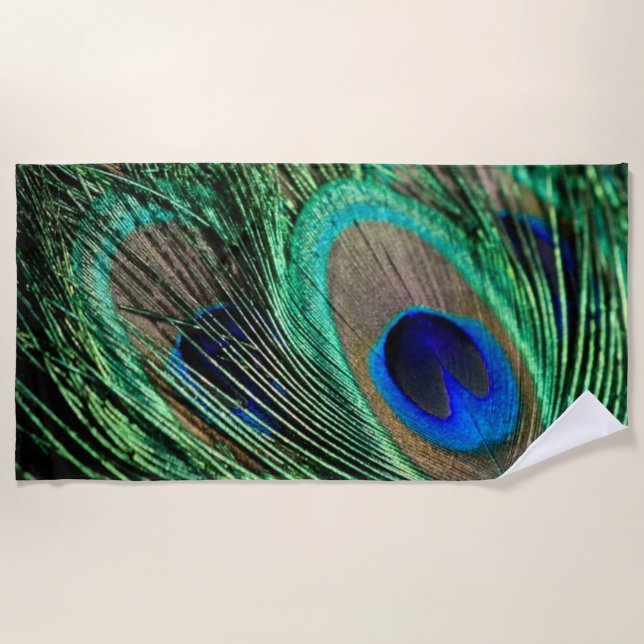 Toalha De Praia Peacock Feather Lucky (Frente)