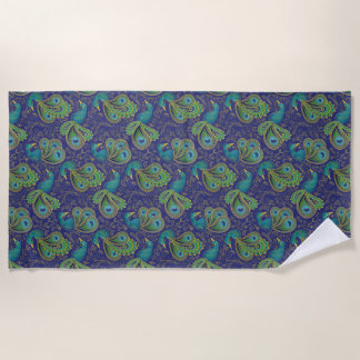 Toalha De Praia Peacock Paisley Pattern Blue