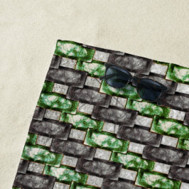 Toalha De Praia Peças retangulares esculpidas e manchadas, cinzas