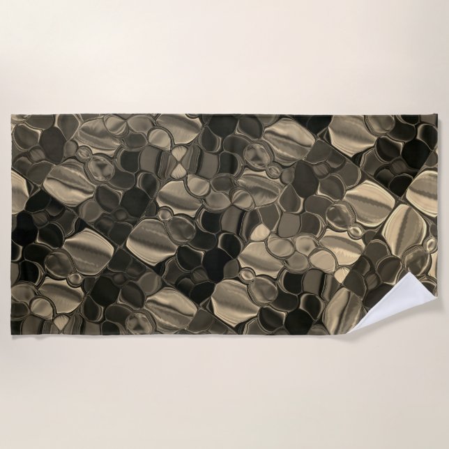 Toalha De Praia Pedaços castanhos, círculos e arredondados (Frente)