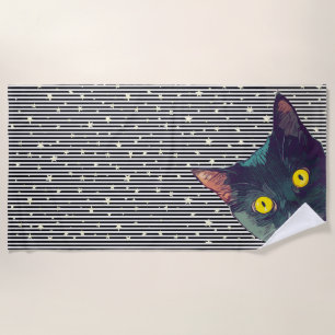 Toalha De Praia Peeking Cat Design Beach Towel