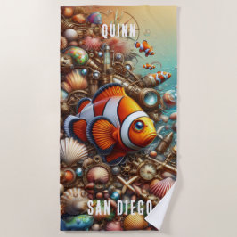 TOALHA DE PRAIA PEIXE DE COZINHA DO ROUBO DO WHIMSICAL DIVERTIU-SE