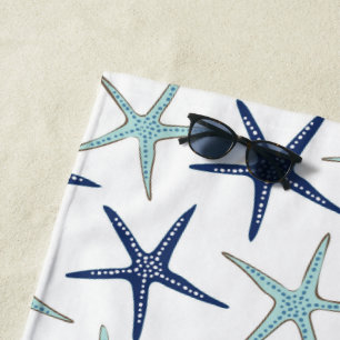 Toalha De Praia Peixe-Estrela Marinho azul-turquesa Elegante Monog