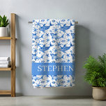 Toalha De Praia Peixe-Starfish Náutico Azul Personalizado<br><div class="desc">Este design pode ser personalizado na área fornecida pela alteração da foto e/ou do texto. Ou pode ser personalizado clicando em Personalizar este Modelo e, em seguida, escolhendo o clique para personalizar mais a opção e excluir ou alterar a cor do plano de fundo, adicionar texto, alterar a cor ou...</div>