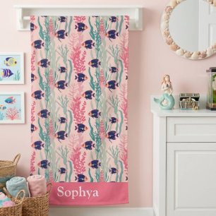 Toalha De Praia Peixe Tropical Rosa Personalizado
