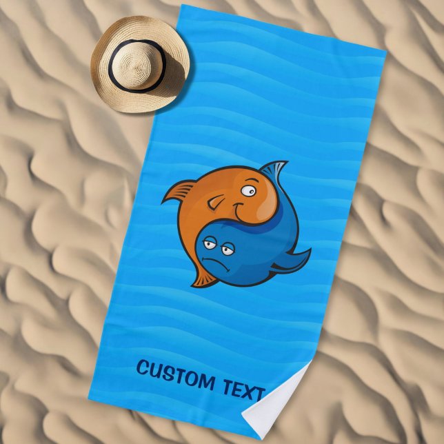 Toalha De Praia Peixe Yin Yang Cartoon (Criador carregado)