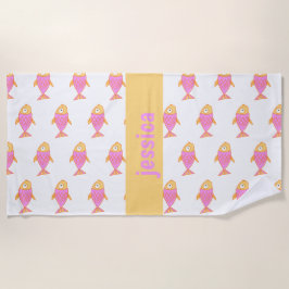 Toalha De Praia Peixes cor-de-rosa & alaranjados bonitos,