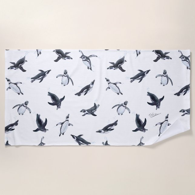 Toalha De Praia Penguin Squadron | Ocean Art Design (Frente)
