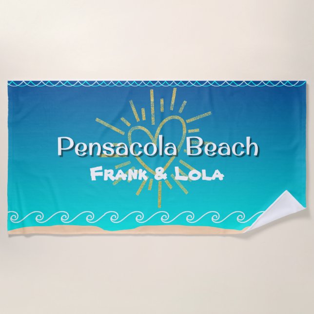 Toalha De Praia Pensacola Beach Towel Personalizado (Frente)