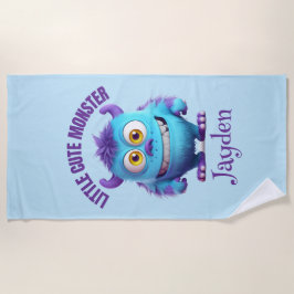 Toalha De Praia Pequeno Monstro Roxo Horns Personalizado