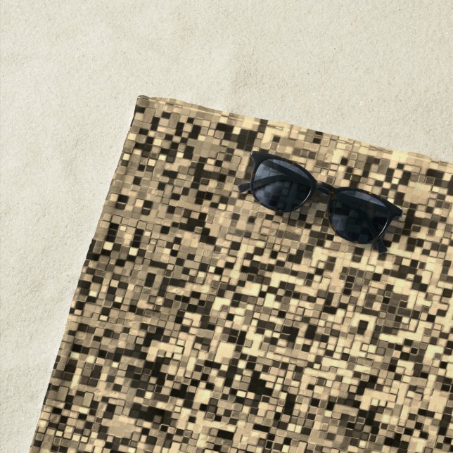 Toalha De Praia Pequenos quadrados ou azulejos desfocados, cor beg (In Situ)