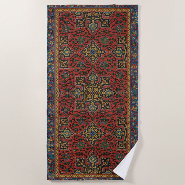 Toalha De Praia Pérsia Rug Carpet Red Blue Classic (Frente)