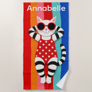 Toalha de Praia Personalizada Beach Kitty Listras