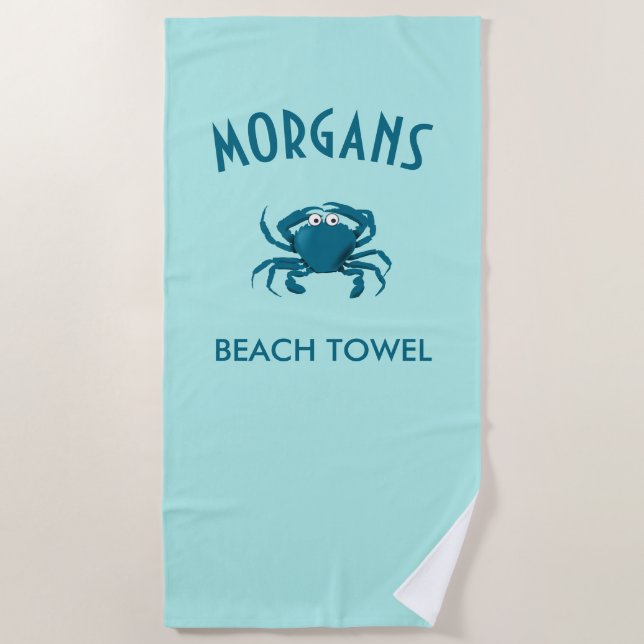 Toalha de Praia Personalizada Blue Crab Beach (Frente)