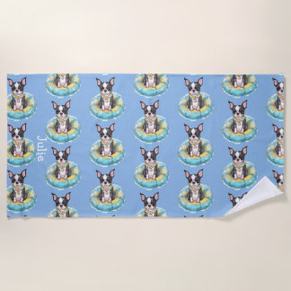Toalha de Praia Personalizada Boston Terrier