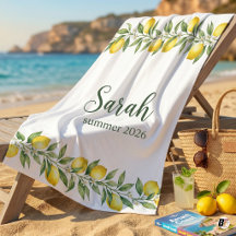 Toalha de Praia Personalizada com Aquarela de Limã