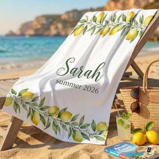 Toalha de Praia Personalizada com Aquarela de Limã
