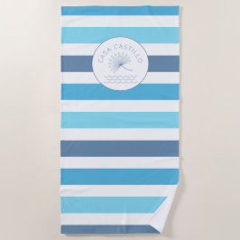 Toalha de Praia Personalizada com Faixa Azul Casa