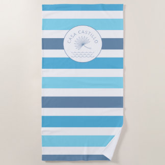 Toalha de Praia Personalizada com Faixa Azul Casa 