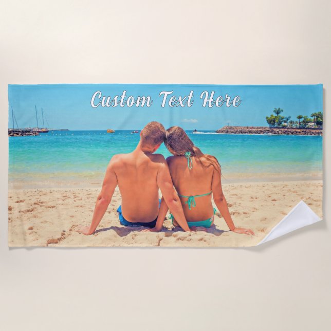 Toalha de Praia Personalizada com Foto e Texto (Frente)
