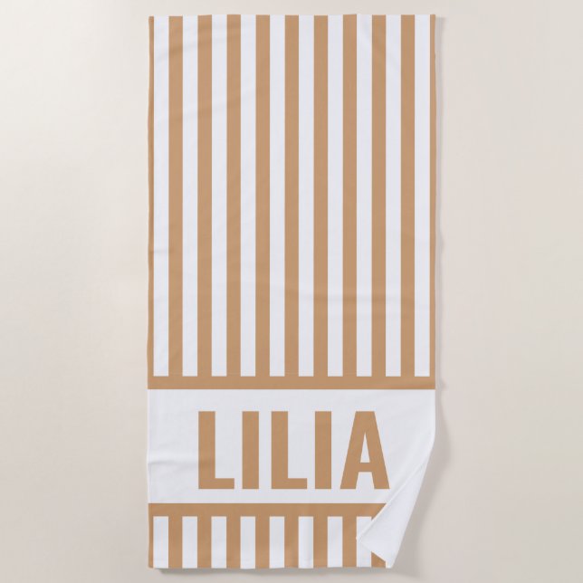 Toalha de Praia Personalizada com Listras Monogram (Frente)