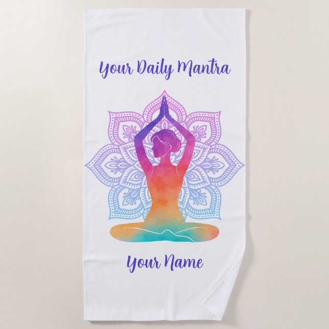 Toalha de Praia Personalizada com Nome e Mantra (Frente)