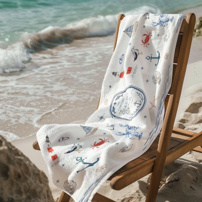 Toalha de Praia Personalizada Crest Beach Club (Criador carregado)
