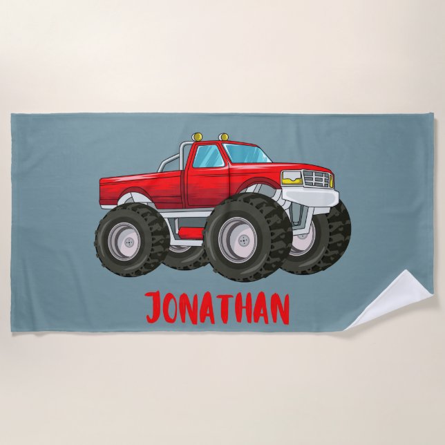 TOALHA DE PRAIA PERSONALIZADA DE CAMINHÃO MONSTRO (Frente)