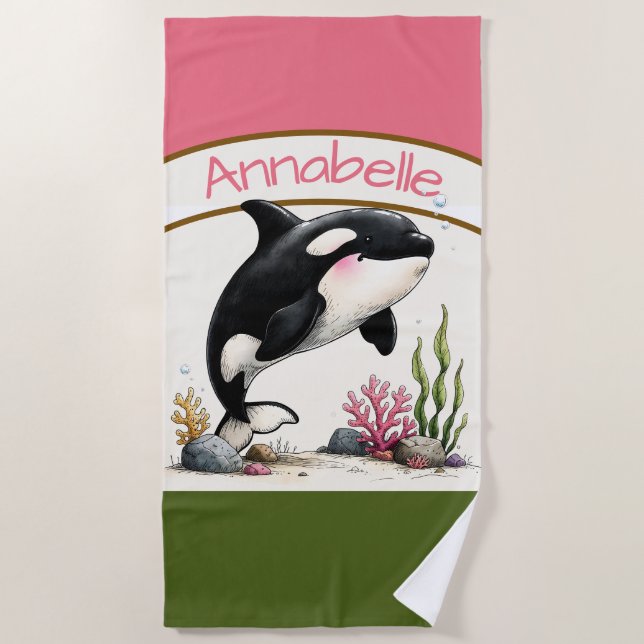 Toalha de Praia Personalizada de Orca (Frente)