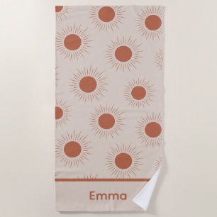 Toalha de praia personalizada Minimalista Terracot