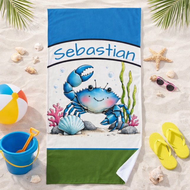 Toalha de Praia Personalizada para Crianças com Ca (Criador carregado)