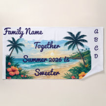 Toalha de Praia Personalizada para Família | Pôr d