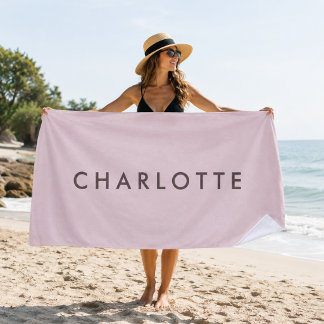 Toalha de Praia Personalizada Rosa Moderno Nome