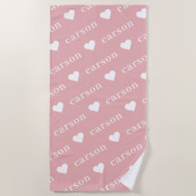 Toalha de Praia Personalizada Rosa Simples com Nom