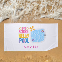 Toalha de Praia Personalizada 'Tchau Escola Olá Pi