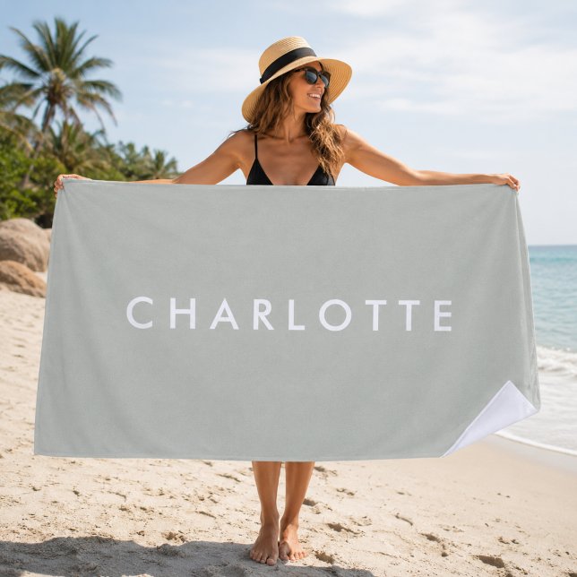 Toalha de Praia Personalizada Verde Sage Moderna (Criador carregado)