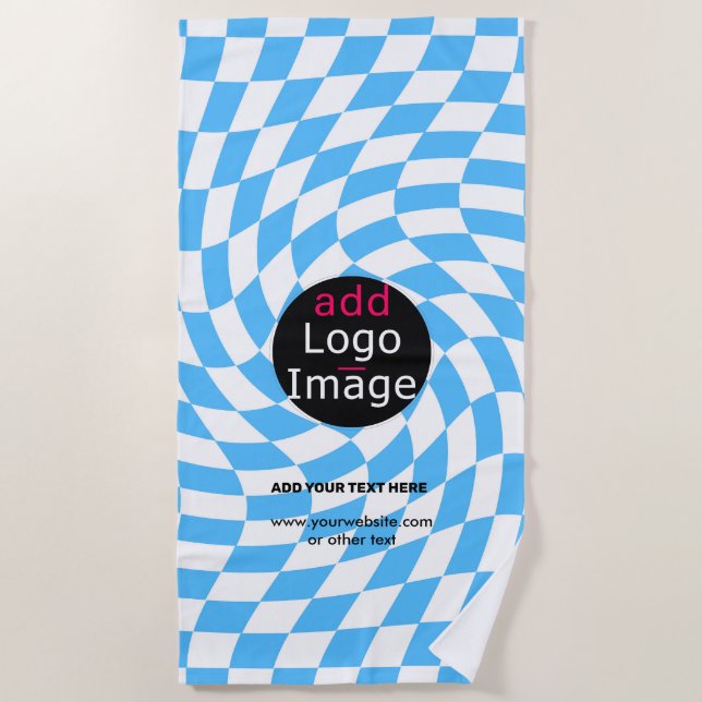 Toalha De Praia Personalizado Azul Pálido do Verificador de Chic P (Frente)
