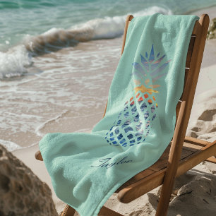 Toalha De Praia Personalizado de Abacaxi de Praia Sunset