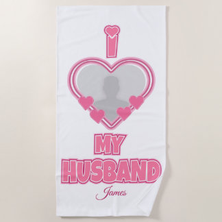 Toalha De Praia Personalizado Eu Amo Meu Marido - Adicionar Fotogr