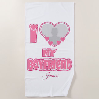 Toalha De Praia Personalizado Eu Amo Meu Namorado - Adicionar Foto