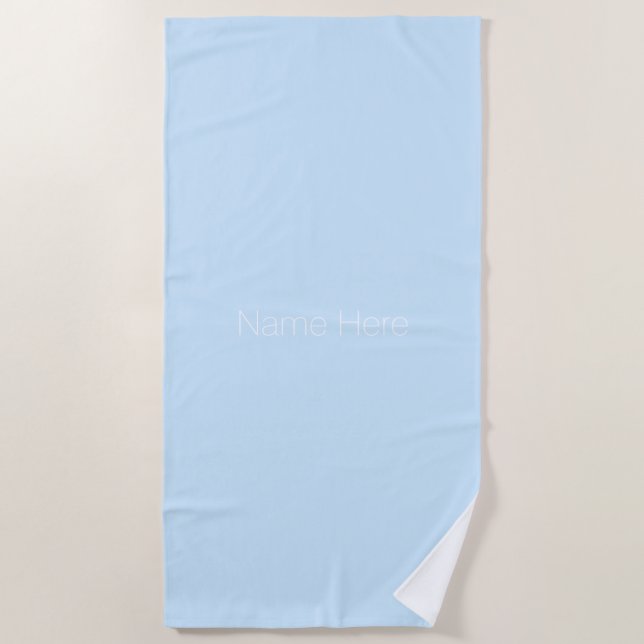 Toalha De Praia Personalizar o nome monograma azul claro (Frente)