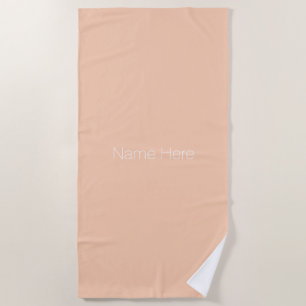 Toalha De Praia Personalizar o nome monograma pastel apricot