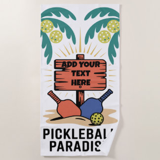 Toalha De Praia PERSONALIZAR Paraíso de Pickleball Pickleball