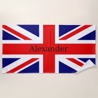 Toalha De Praia Personalize esta design de bandeira britânica com 