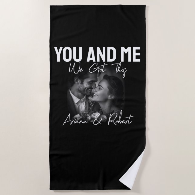 Toalha De Praia Personalized Black Photo Couple You and Me  (Frente)